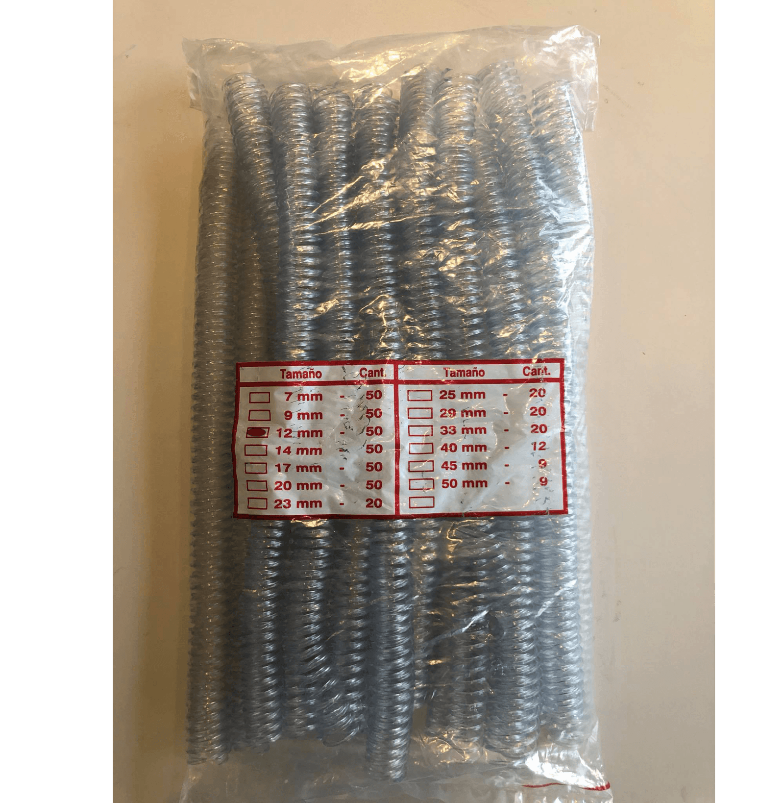 Espirales 12mm PVC - Para Encuadernacion