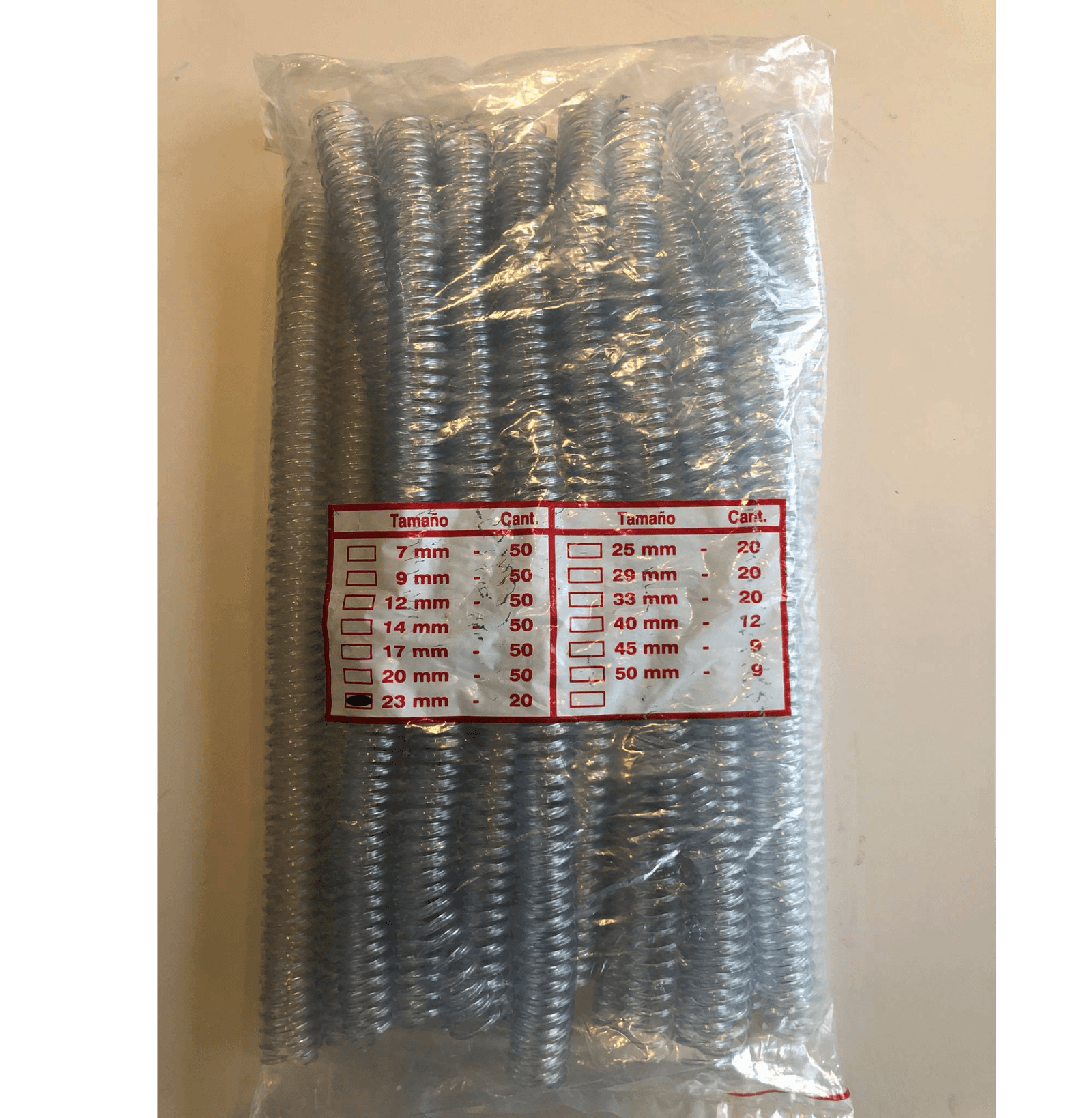 Espirales 23mm PVC para Encuadernacion